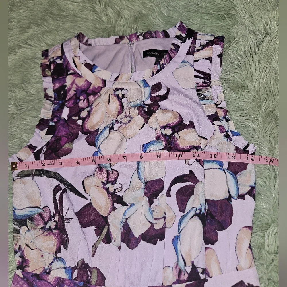Banana Republic Floral Lilac Sleeveless Dress Size 0 - Picture 6 of 10